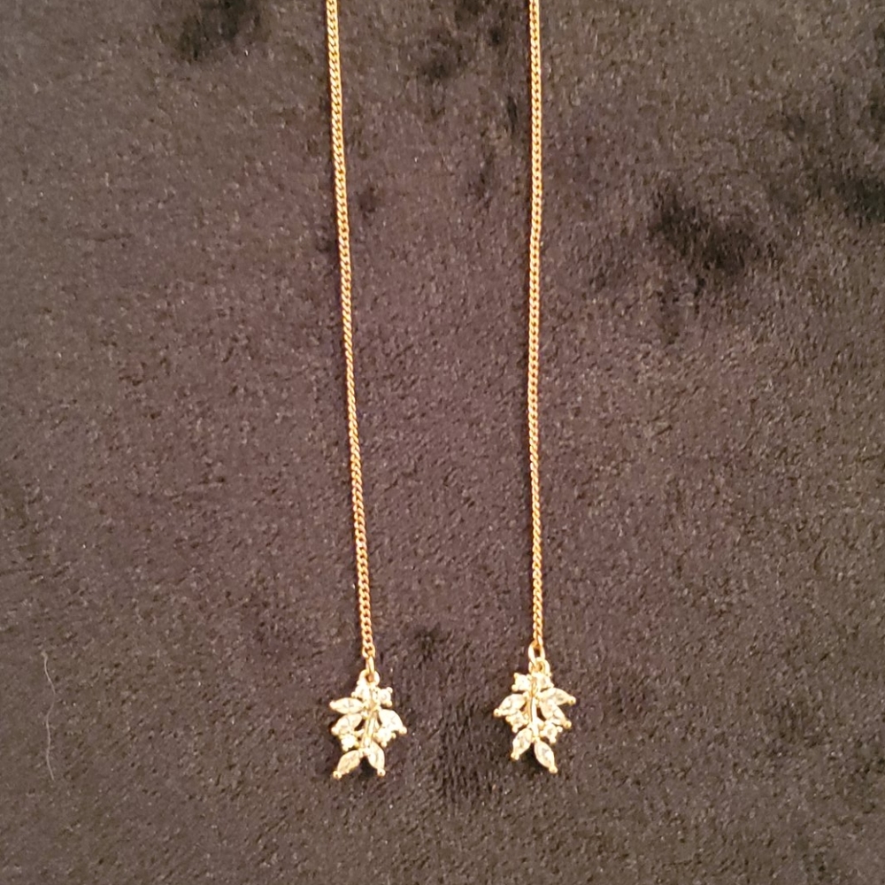 Gold tone thread through earrings